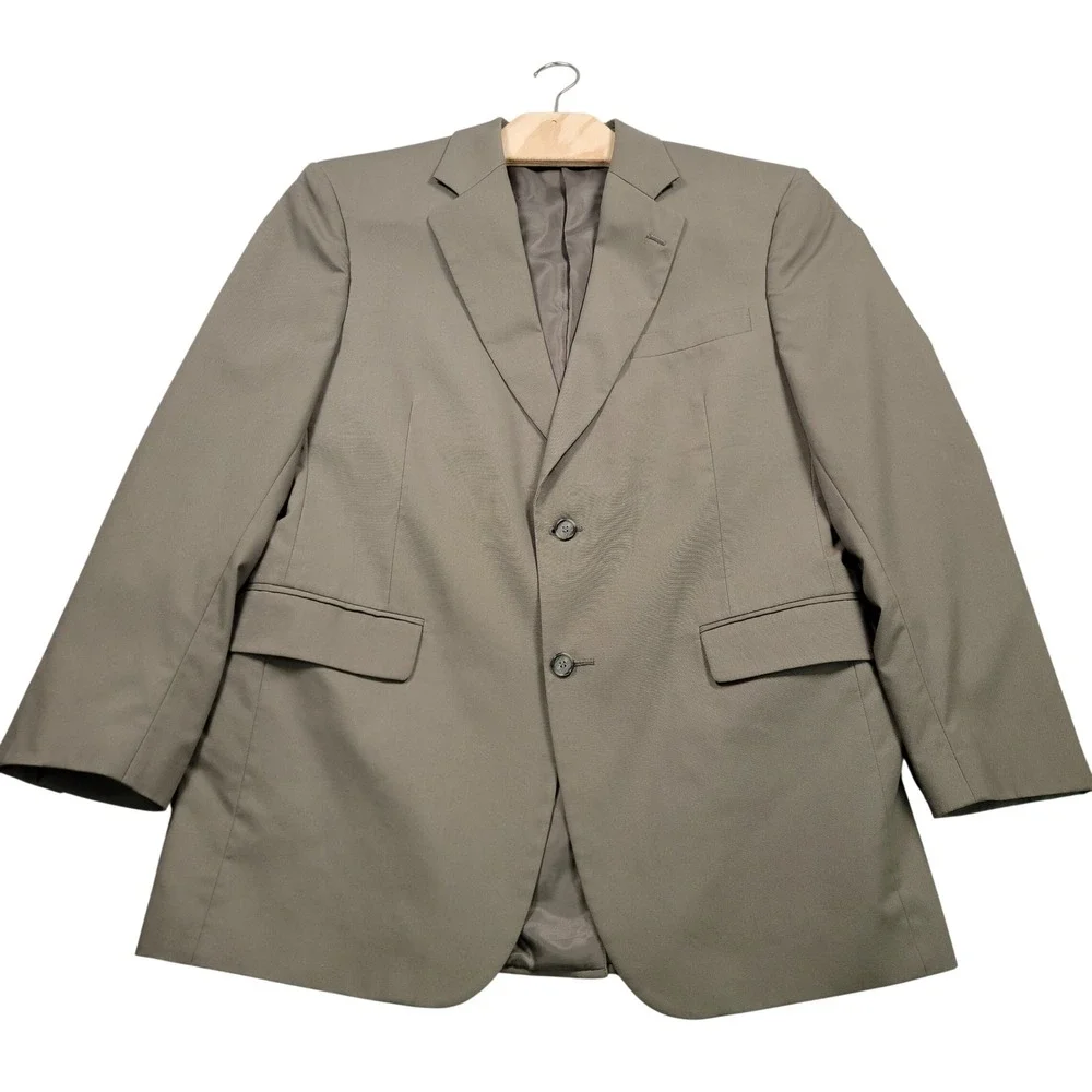 Men's Jos. A. Bank‎ Two Button Blazer Sport Coat, Khaki, Size 43L, Pre-Owned